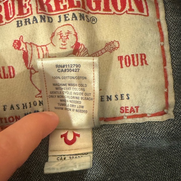 VINTAGE TRUE RELIGION JIMMY SUPER T 1990s Y2K DENIM JACKET💚 - Picture 9 of 16